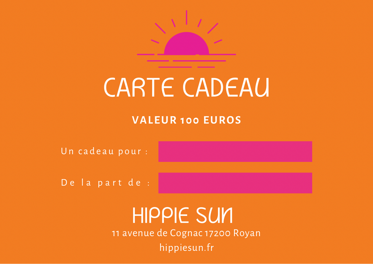 Carte cadeau ✨🧡 à partir de 10€ jusqu’à 100€