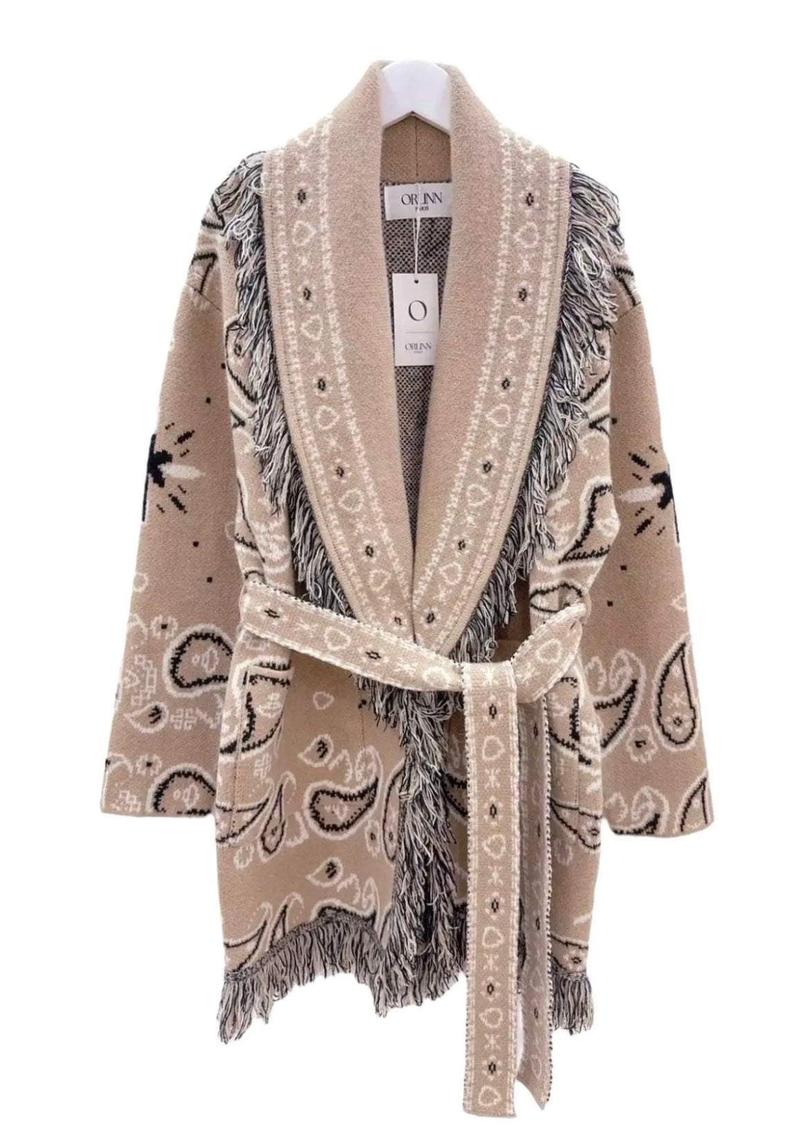 Gilet long façon kimono Bandana beige