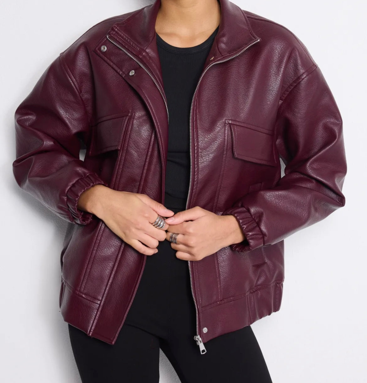 Bombers blouson simili cuir Bordeaux  oversize Copperose 